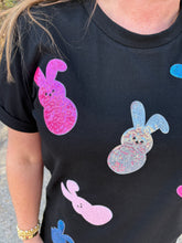 Load image into Gallery viewer, Sequin Bunny on Black T Shirt