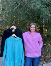 Load image into Gallery viewer, Half Button Fleece Hooded Pullover