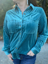 Load image into Gallery viewer, b8190 Stripe Textured Velvet Button down Shirt