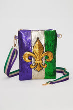 Load image into Gallery viewer, Fleur De Lis Mardi Gras Sequin Crossbody Bag