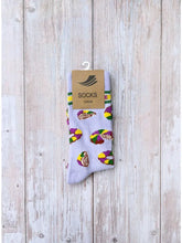 Load image into Gallery viewer, Lavender Let Them Eat King Cake Ribbed Socks
