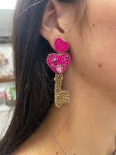 Load image into Gallery viewer, Heart Key Beads Drop Earrings
