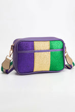 Load image into Gallery viewer, Faux Leather Mardi Gras Sparkle Crossbody Bag