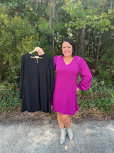 Load image into Gallery viewer, sy5374 LONG SLEEVE TEXTURED WOVEN DRESS