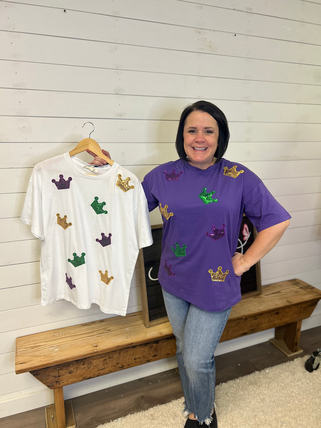 Crown Sequin Patch Top VT81617