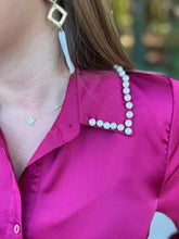 Load image into Gallery viewer, C3619 Collared Satin Button Down Shirt Dress with Pearl