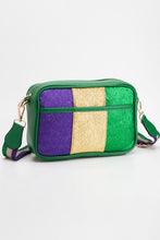 Load image into Gallery viewer, Faux Leather Mardi Gras Sparkle Crossbody Bag