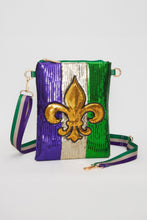 Load image into Gallery viewer, Fleur De Lis Mardi Gras Sequin Crossbody Bag