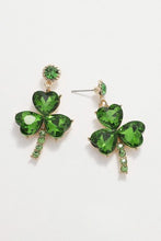 Load image into Gallery viewer, St. Patrick's Glass Stone Clover Dangle Earrings