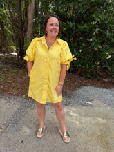 Load image into Gallery viewer, Button Up Scalloped Dress with Bow Detail on sleeves