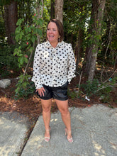 Load image into Gallery viewer, Polka Dot Button Down Shirt With Bow Tie