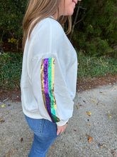 Load image into Gallery viewer, Mardi Gras Sequin Stripes Millie Sweatshirt