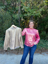 Load image into Gallery viewer, G10823 Metallic Long Poet Sleeves top