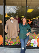 Load image into Gallery viewer, T21326 Satin button down 3/4 sleeve top featuring collared neckline