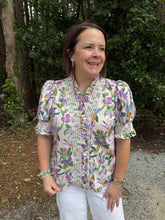 Load image into Gallery viewer, Lavender Floral top with ruffles