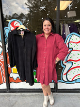 Load image into Gallery viewer, K7644 Solid Smocking Button Down Shirt Dress with Balloon Sleeve