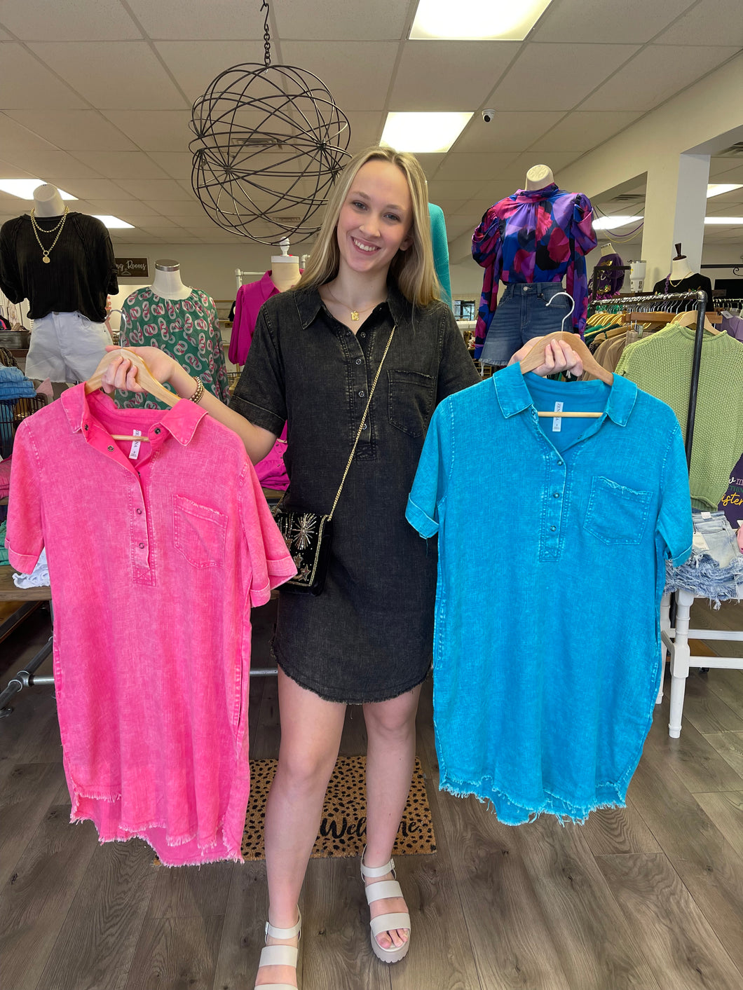 Washed Linen Button Down Dress 1388D4