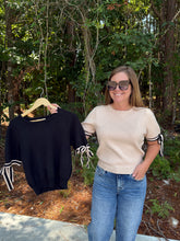 Load image into Gallery viewer, Bow Tied Short Sleeve Sweater Top