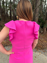 Load image into Gallery viewer, Round Neck Ruffle Sleeve Stretch Dress