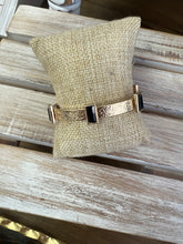 Load image into Gallery viewer, Textured Gold With Rectangle Crystals Bracelet