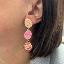 Load image into Gallery viewer, Easter 3 Egg Linear Drop Earrings