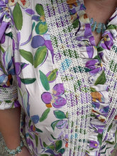 Load image into Gallery viewer, Lavender Floral top with ruffles