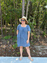 Load image into Gallery viewer, Short Puff Sleeve Denim Dress
