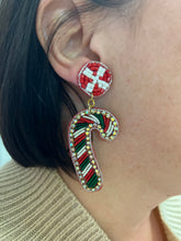 Load image into Gallery viewer, Beaded Candy Cane Drop Earrings
