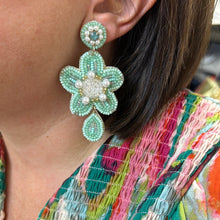 Load image into Gallery viewer, Seed Bead and Flower Drop Earrings