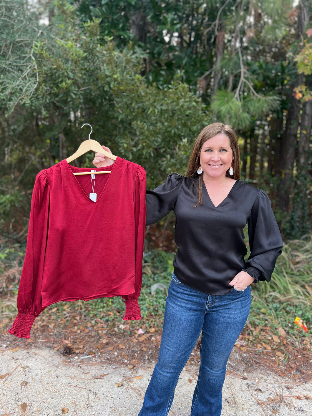 GT6991 V-Neck Long Sleeve Satin Top