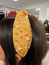 Load image into Gallery viewer, Pearls Rhinestone Top Knotted Headband