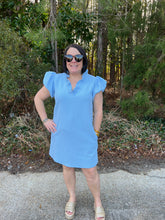 Load image into Gallery viewer, D22902 Chambray Quilted texture Dress