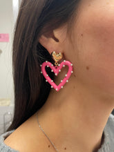 Load image into Gallery viewer, Pearl and Color Coated Heart earrings