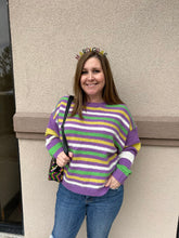 Load image into Gallery viewer, Mardi Gras Stripe Sweater