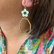 Load image into Gallery viewer, Enamel Flower with open octagon earring
