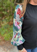 Load image into Gallery viewer, G21302 Mixed Print Peasant Sleeves Top
