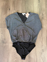 Load image into Gallery viewer, SY5757 DROP SHOULDER LUREX STRETCH KNIT BODYSUIT WITH SNAP CLOSURE