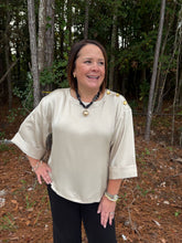 Load image into Gallery viewer, Round Neck Shoulder Button Top