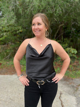 Load image into Gallery viewer, SY5830 Satin Draped Top with Rhinestone Strap