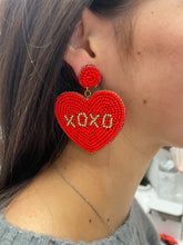 Load image into Gallery viewer, Beaded XOXO Heart Earrings