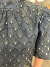 Load image into Gallery viewer, 34791 Gold Feather Textured Bubble Sleeve Dress