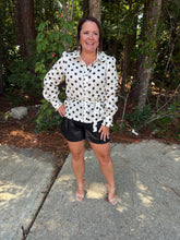 Load image into Gallery viewer, Polka Dot Button Down Shirt With Bow Tie