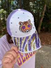 Load image into Gallery viewer, Sequin/Embroidered Tiger Stripe Pearl Trucker Hat