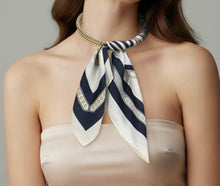 Load image into Gallery viewer, Double Bubble Chain Abstract Print Scarf Necklace