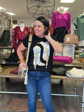 Load image into Gallery viewer, Black/Gold Sequin Fringe Boot Top