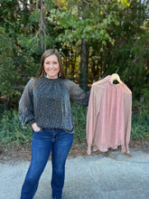 Load image into Gallery viewer, B8339 Pleated Shimmer Top with Ruffle Neckline