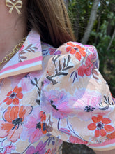 Load image into Gallery viewer, Floral Print High Neck Dress with Stripe band trim