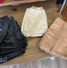 Load image into Gallery viewer, P21073 Faux leather wrap skort featuring studded detail.
