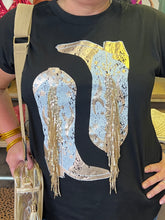 Load image into Gallery viewer, Black/Gold Sequin Fringe Boot Top