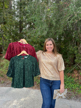 Load image into Gallery viewer, SY4542 HALF PUFF SLEEVE SEQUIN TOP
